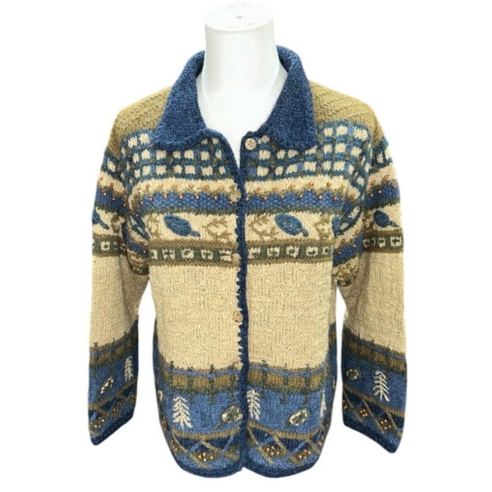 Robert Scott Women's Sweatshirt Cardigan‎ Small Handknitted Wool